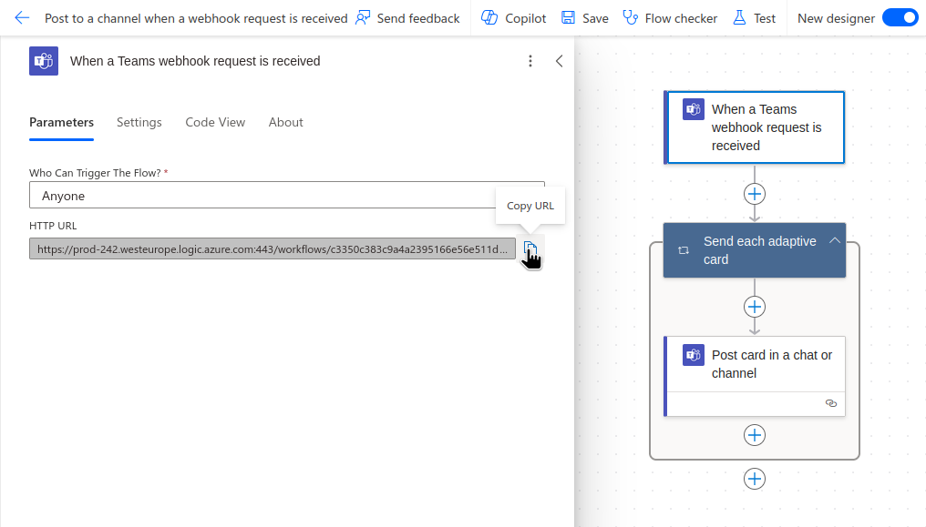 Select URL from Flow